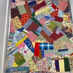 Sold✅ Hand Made Patchwork Quilt Throw Blanket Multicolor Cottagecore 66x40”